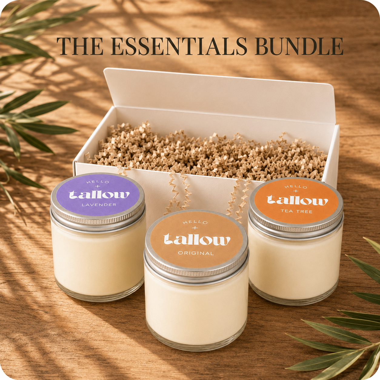 Hello Tallow The Essentials Bundle whipped beef tallow balm in a glass jar