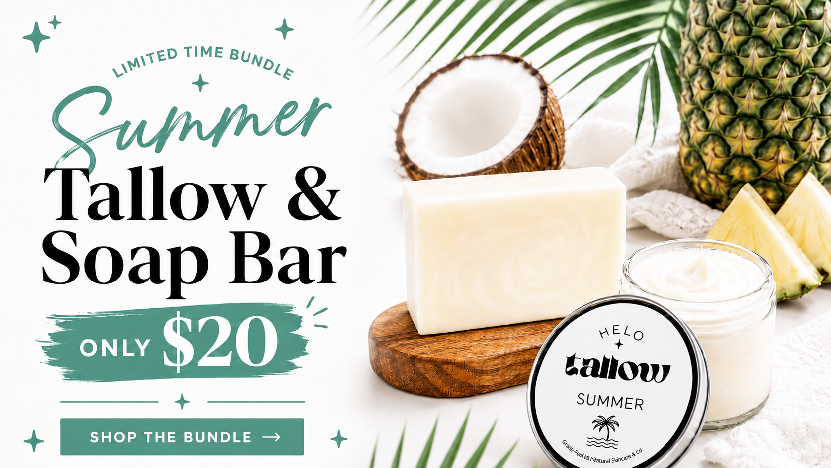 Limited-time Summer Bundle — Hello Tallow whipped tallow jar and soap bar for $20