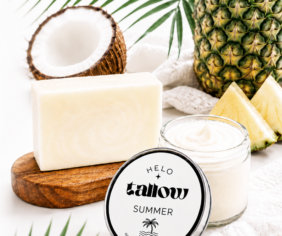 Hello Tallow Summer Bundle — Jar + Soap Bar whipped beef tallow balm in a glass jar
