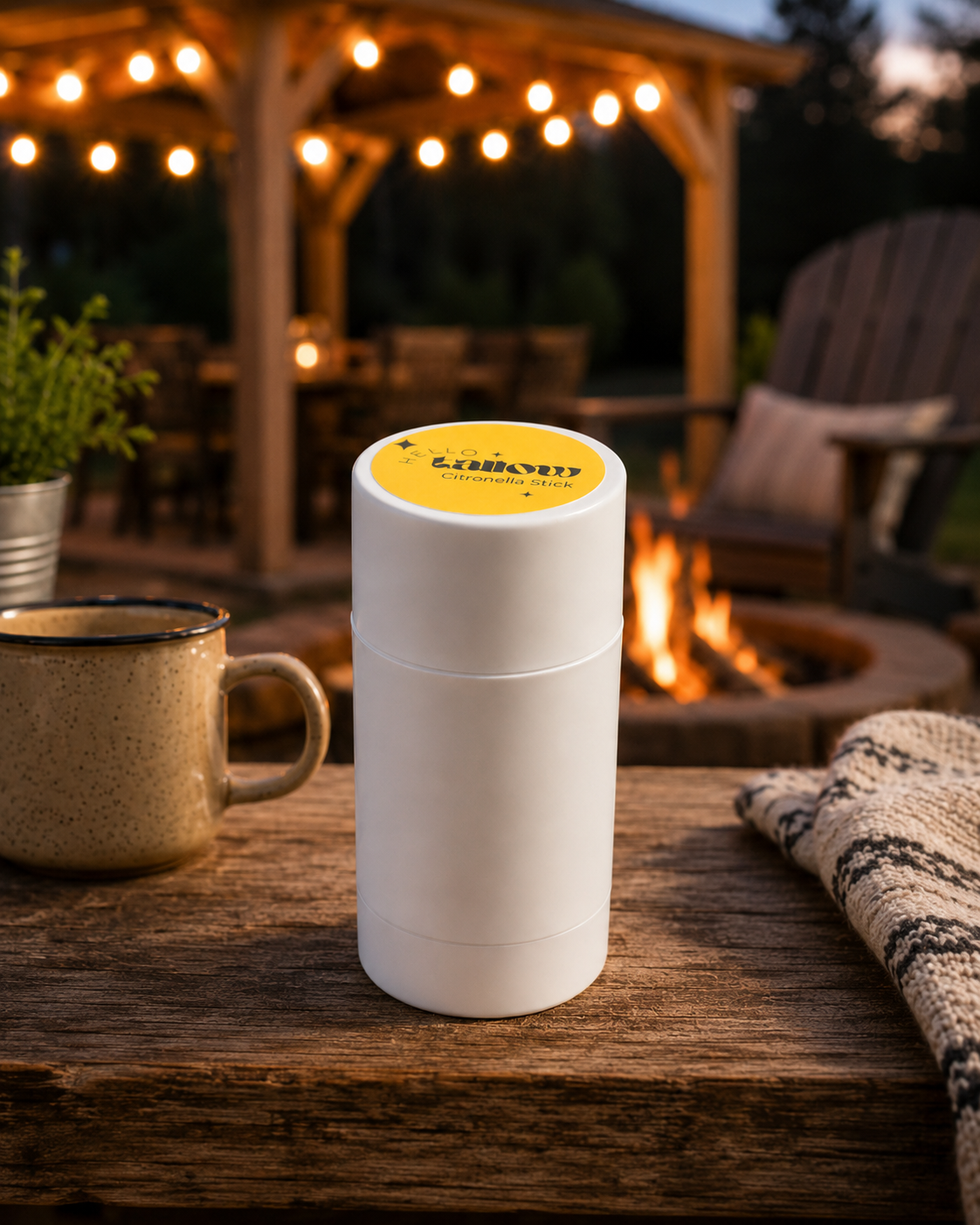 Hello Tallow Citronella Bug Repellent Stick whipped beef tallow balm in a glass jar